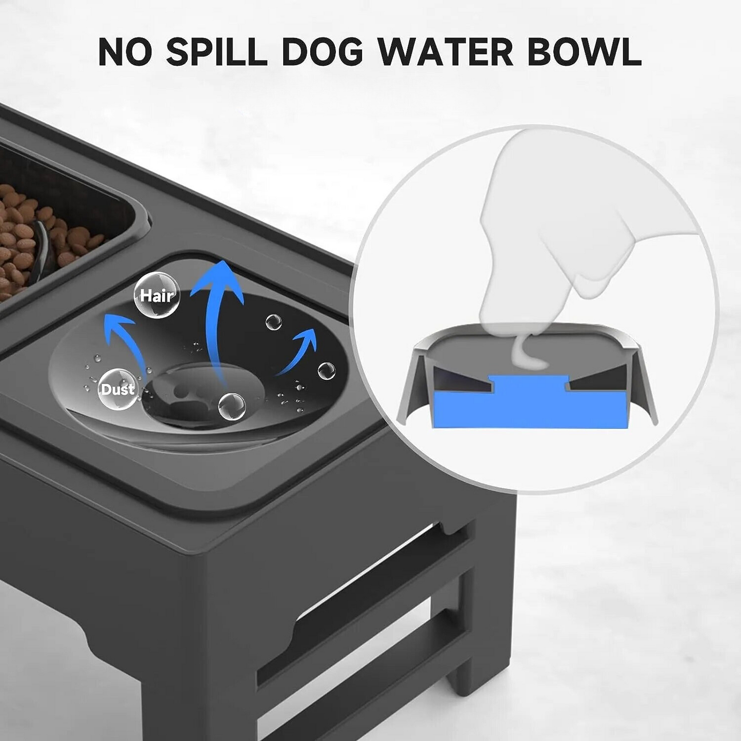 Innovative anti-splashing bowl on adjustable stand